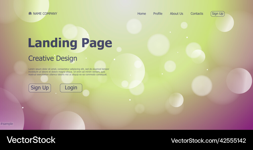 Landing page one creative bokeh website web Vector Image