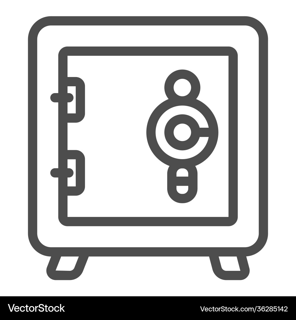 Office safe with lock line icon web security Office safe with lock line icon web security vector image