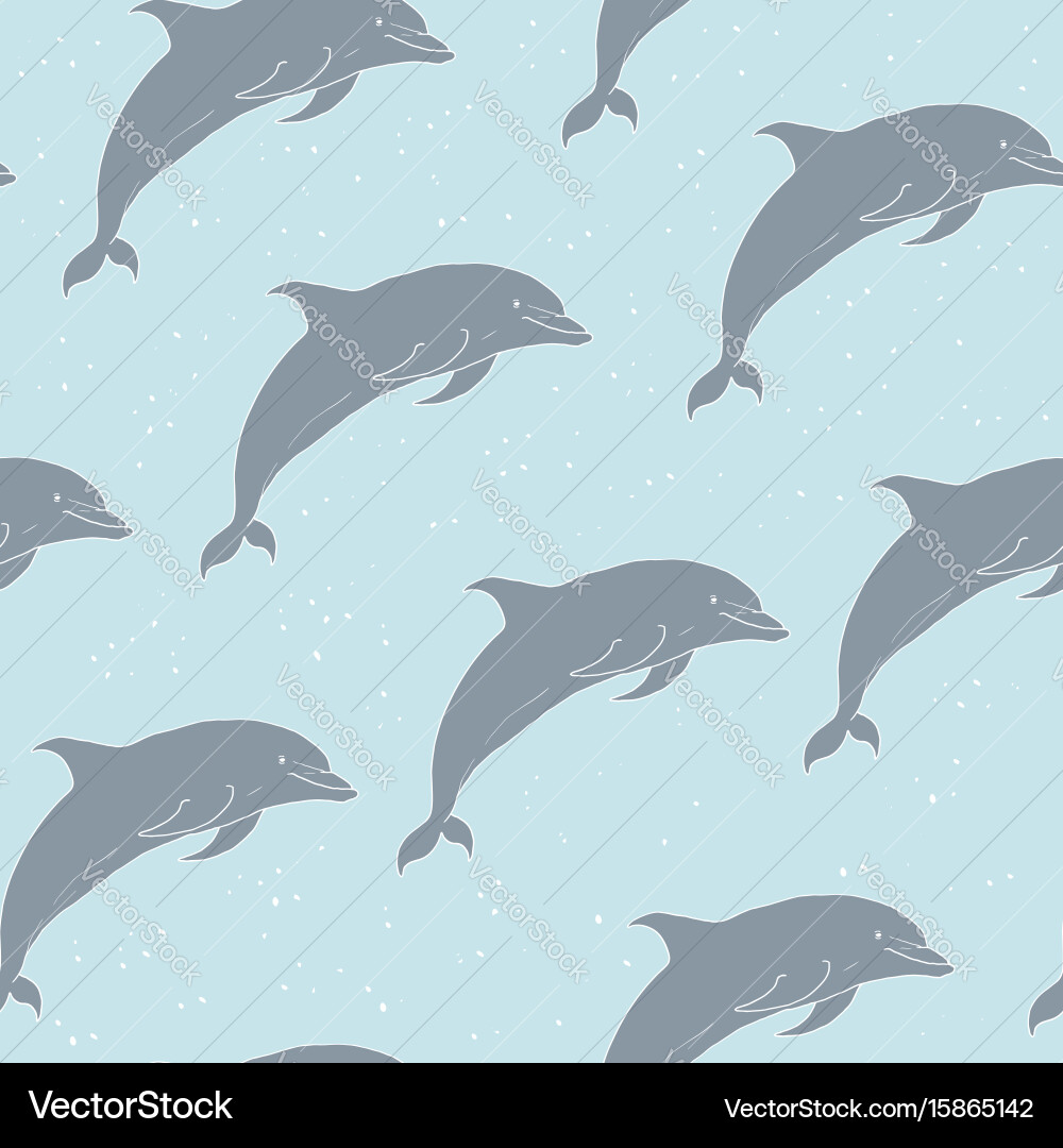 Seamless pattern with dolphins Vector Image