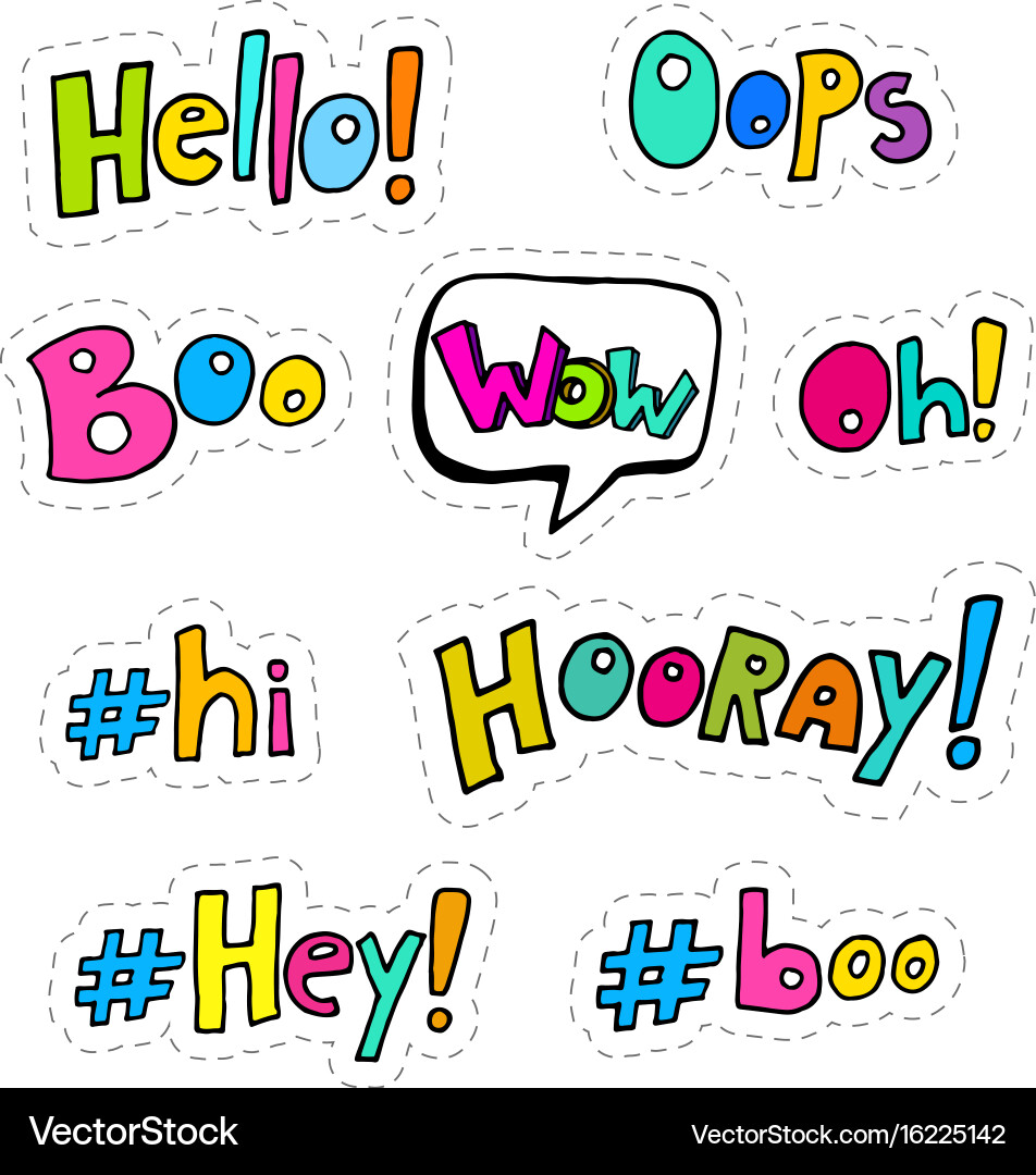 Set of patches with interjections Vector Image