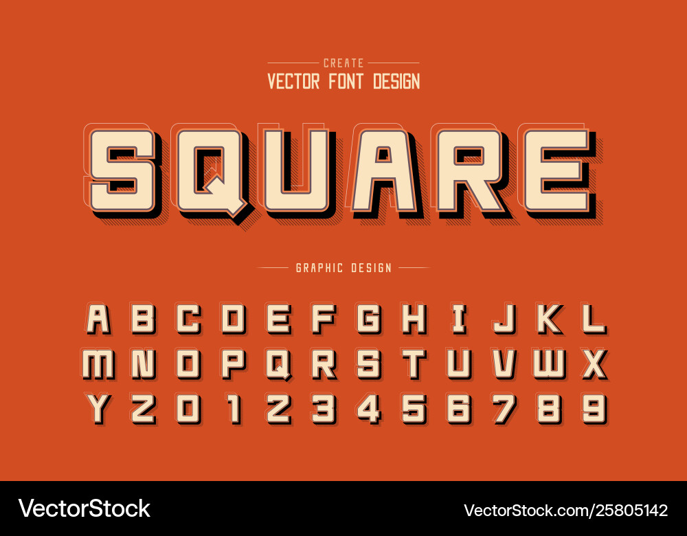 Shadow and line font alphabet square typeface Shadow and line font alphabet square typeface vector image