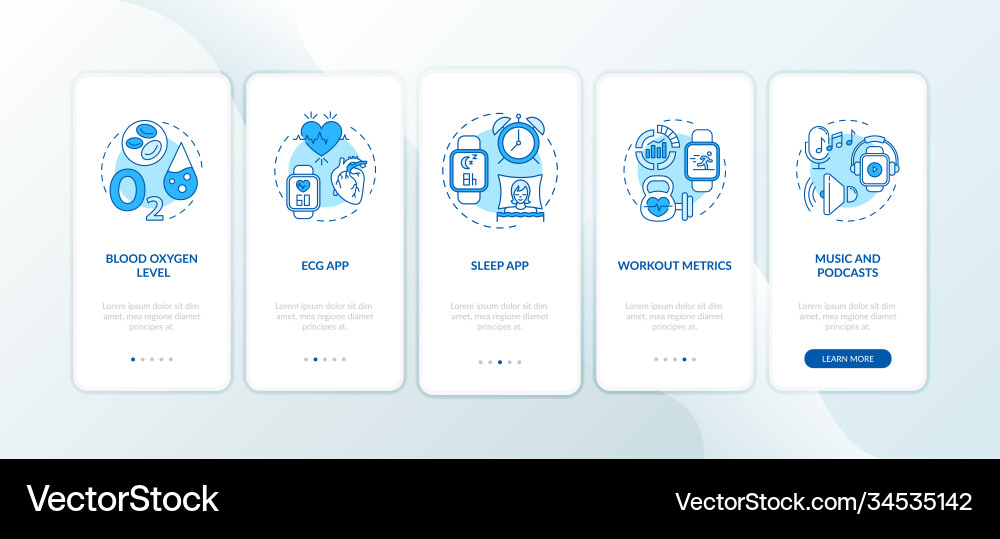 Smart watch functions onboarding mobile app page Smart watch functions onboarding mobile app page vector image