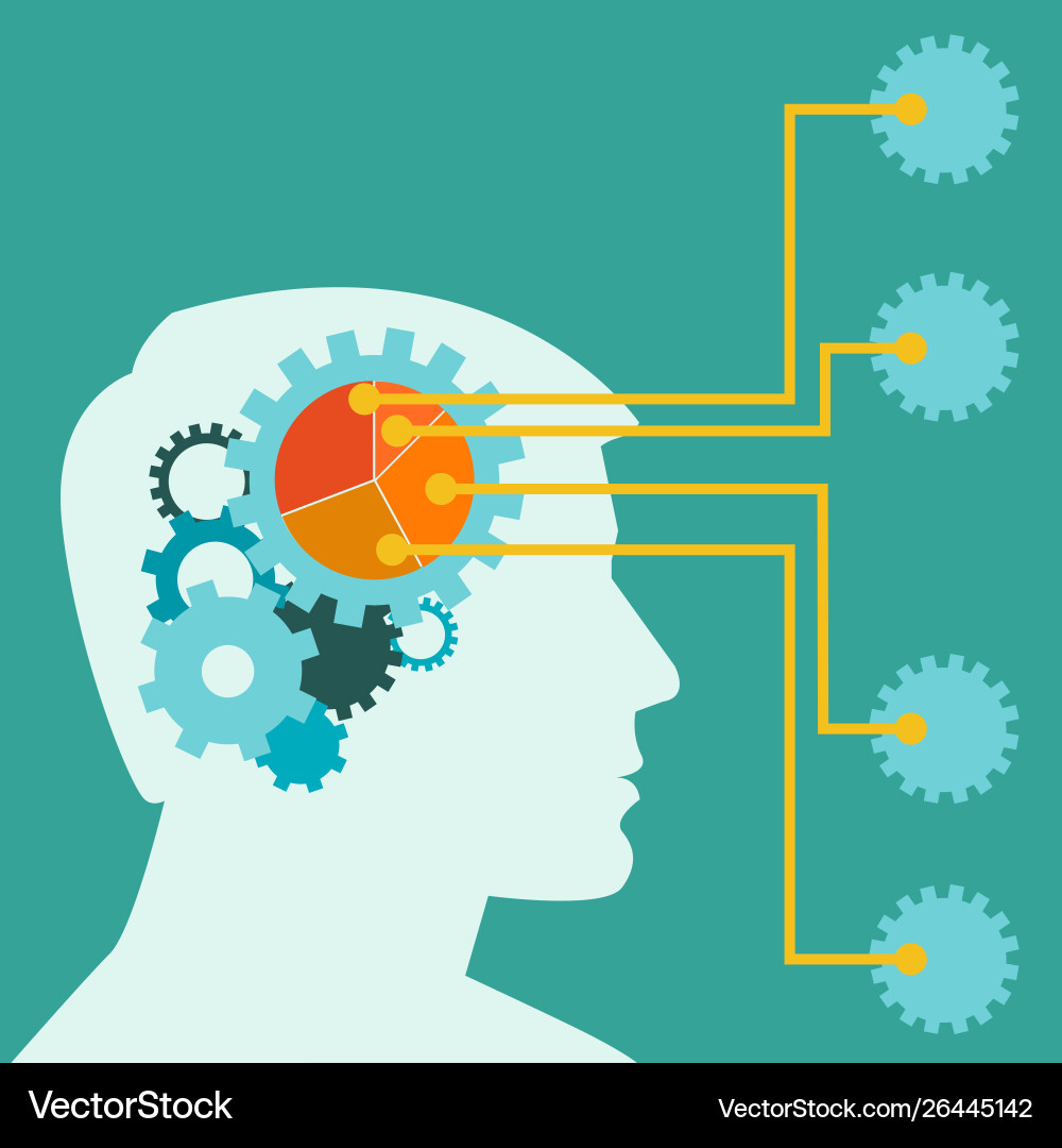 Thinking with analytic statistic chart cooncept Vector Image