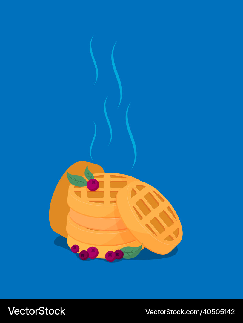 Waffle in flat design style isolated on color Vector Image