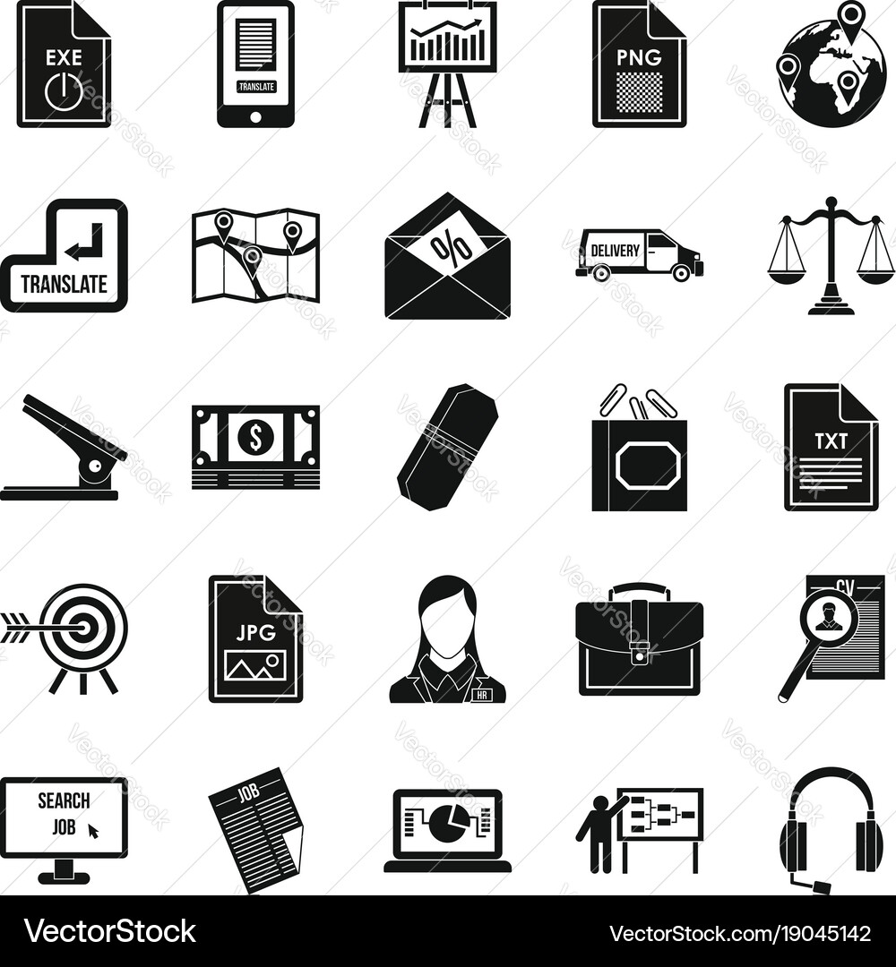 Work paper icons set simple style vector image