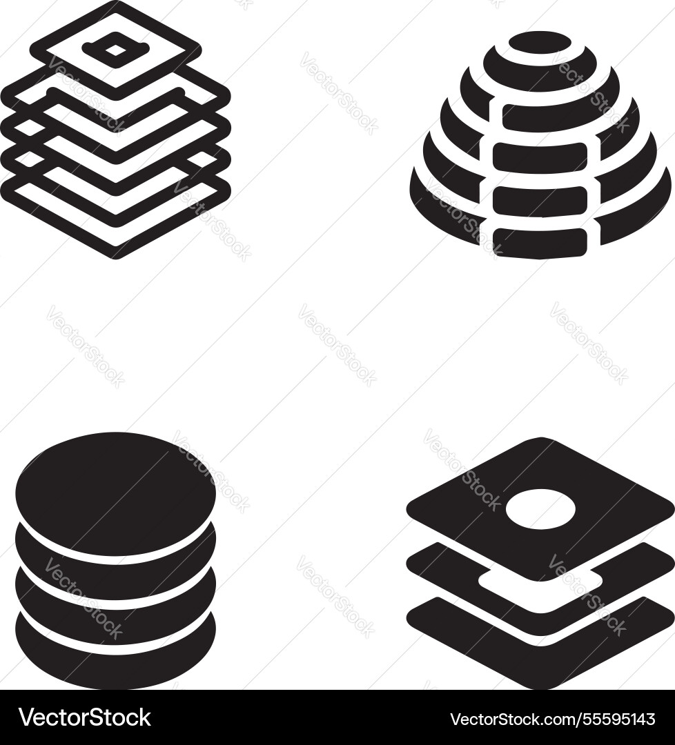 Abstract icons representing layered structures Abstract icons representing layered structures vector image