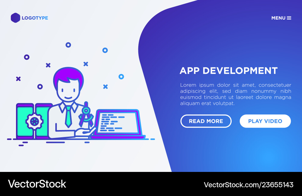 App development developer coding on laptop App development developer coding on laptop vector image