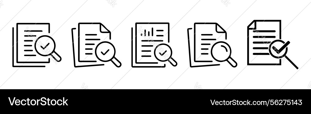Audit document line icon set report symbol vector image