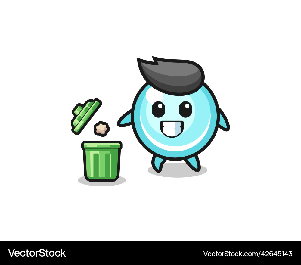 Bubble throwing garbage in the trash can Vector Image