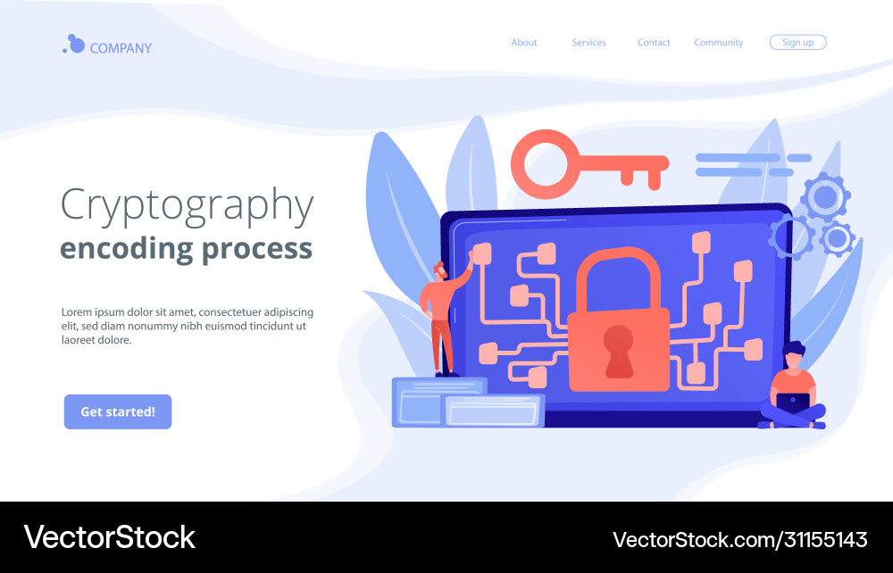 Cryptography & Encryption Landing Page vector image