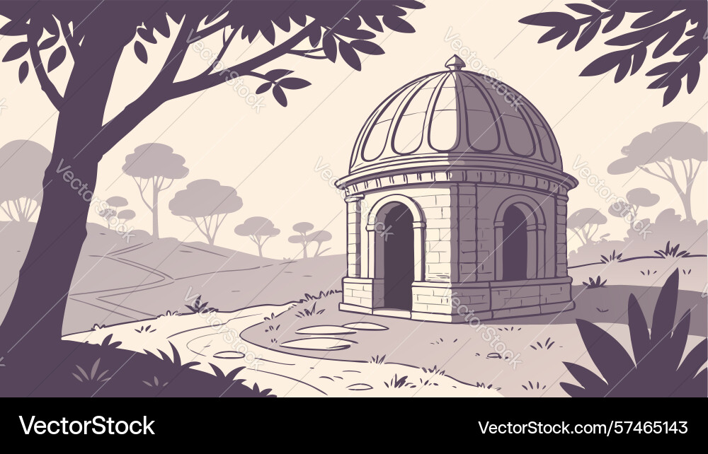 Domed structure in open countryside design Vector Image