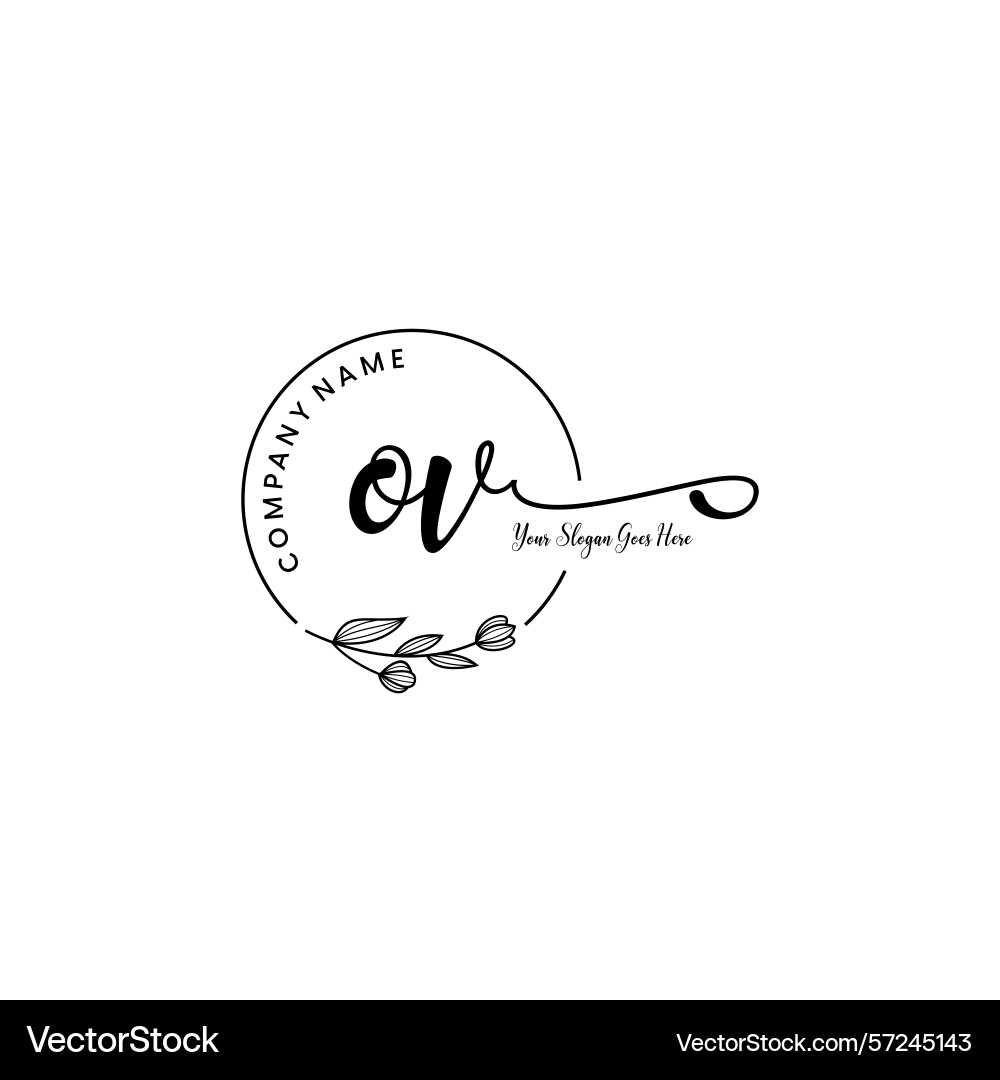Elegant ov initial logo design with botanical Vector Image