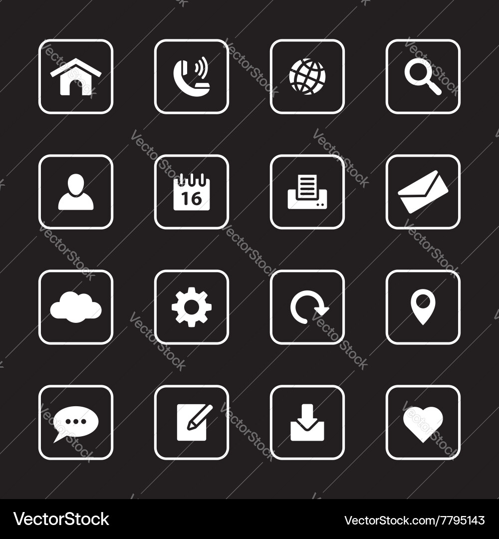 Flat Icon Set - Rounded Rectangle Vector Image