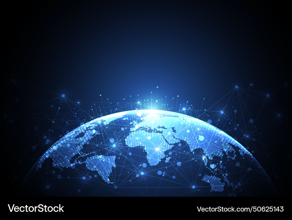 Global network connection world map point vector image