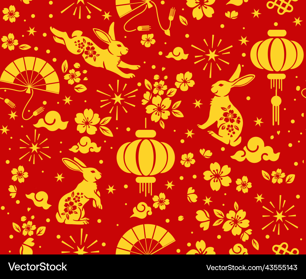 Seamless pattern with asian elements on color Seamless pattern with asian elements on color vector image