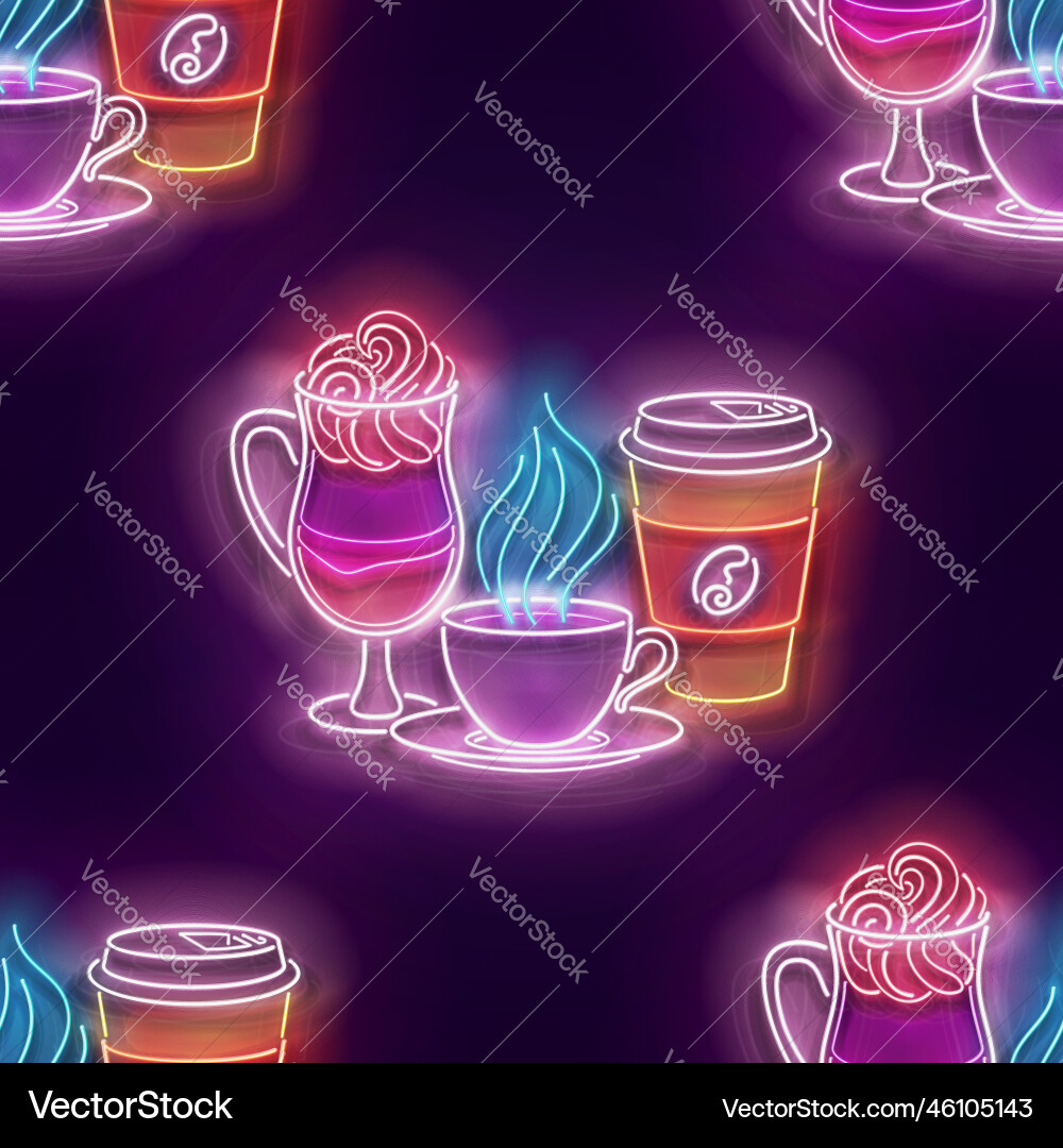 Seamless pattern with glow cups of different Vector Image