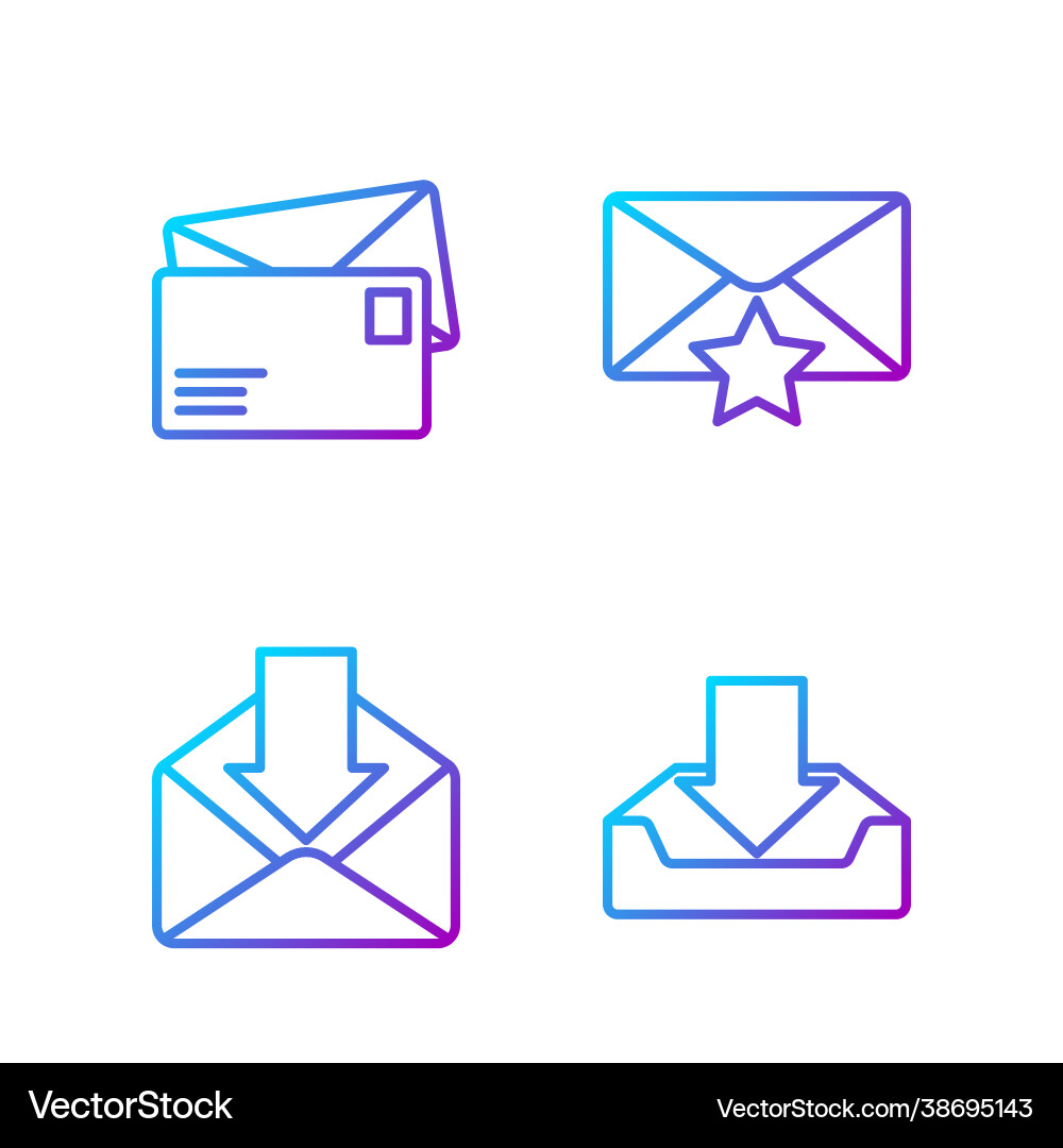 Set line download inbox envelope Vector Image
