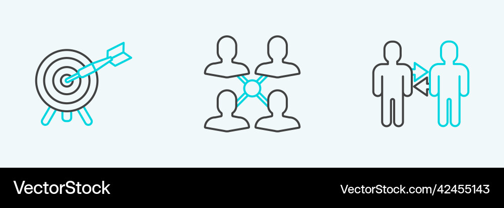 Set line project team base target with arrow Set line project team base target with arrow Vector Image