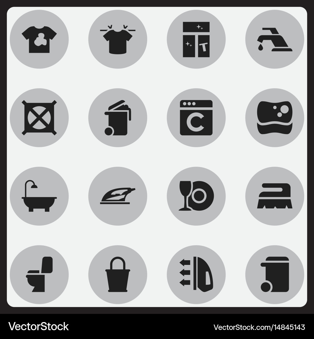 Set of 16 editable cleanup icons includes symbols Vector Image