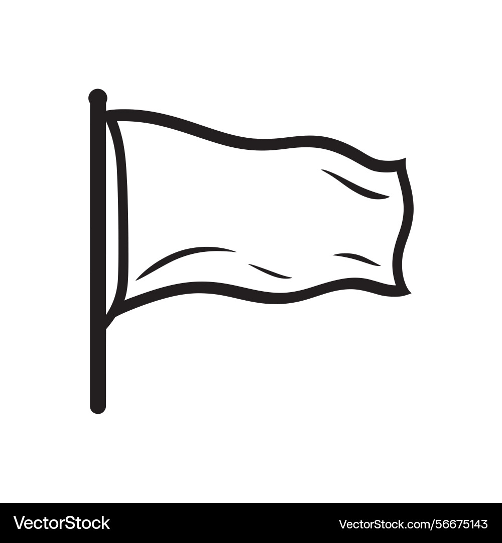 Simple waving flag outline design isolated Vector Image
