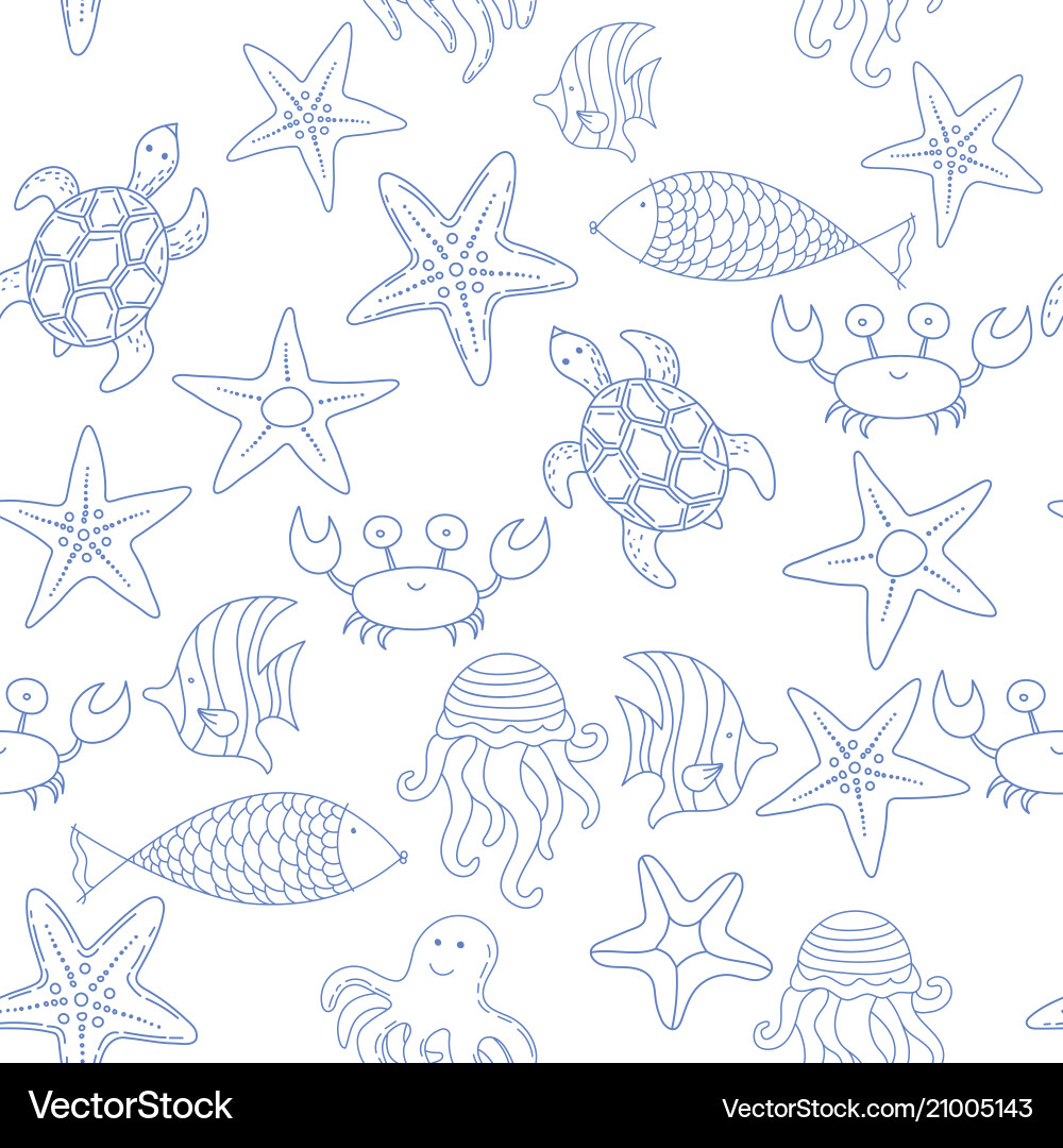 Summer seamless pattern with seashells Vector Image