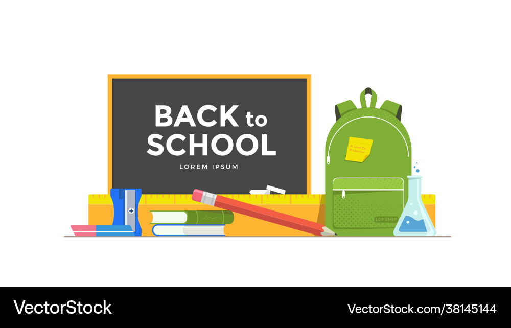 Back to school background with supplies vector image