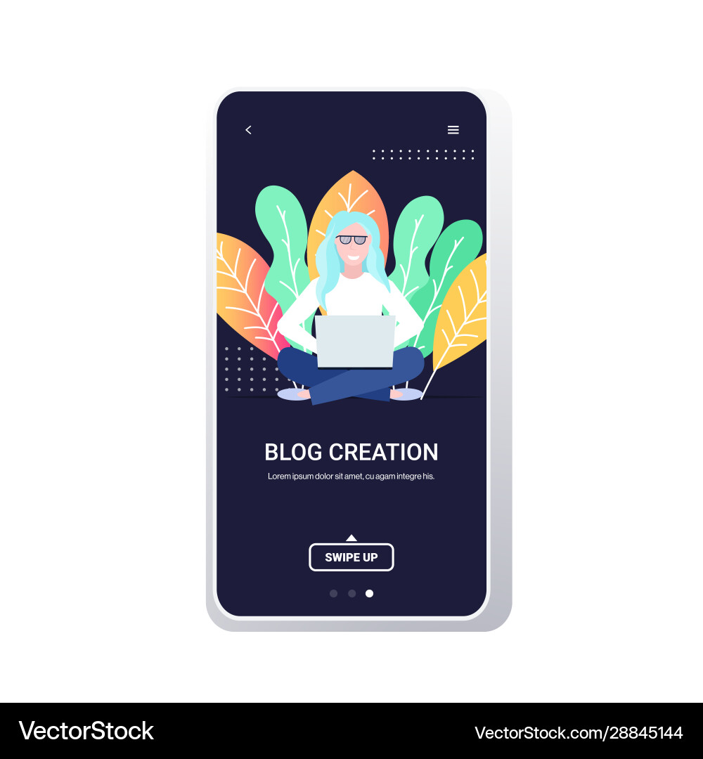 Blogger using laptor high quality content creation Blogger using laptor high quality content creation Vector Image