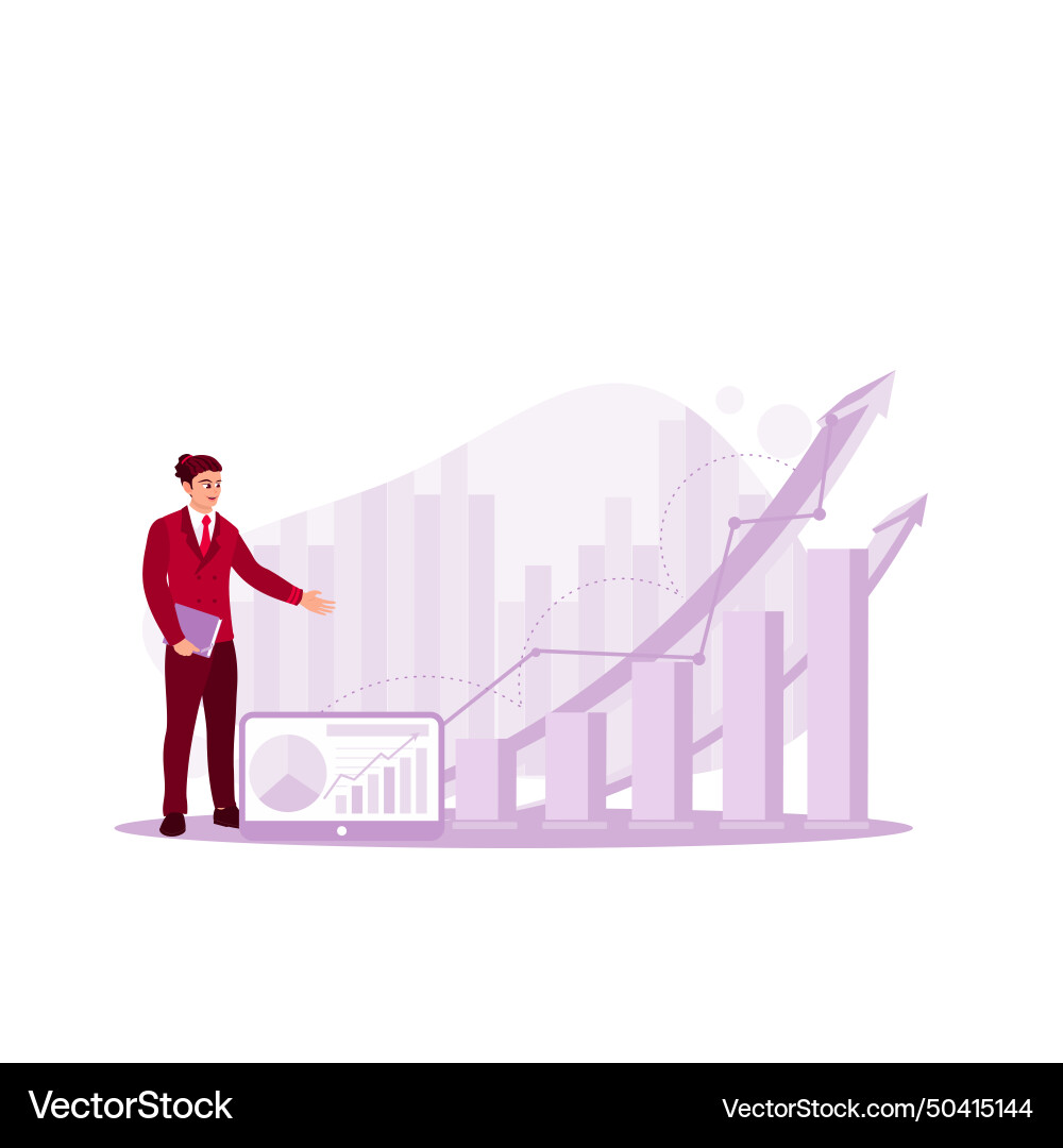 Businessman or trader showing growing virtual Businessman or trader showing growing virtual vector image
