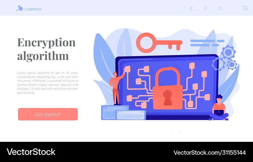 Cryptography and encryption concept landing page Cryptography and encryption concept landing page Vector Image