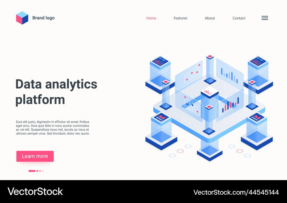 Data analytics workstation 3d platform automation Data analytics workstation 3d platform automation vector image
