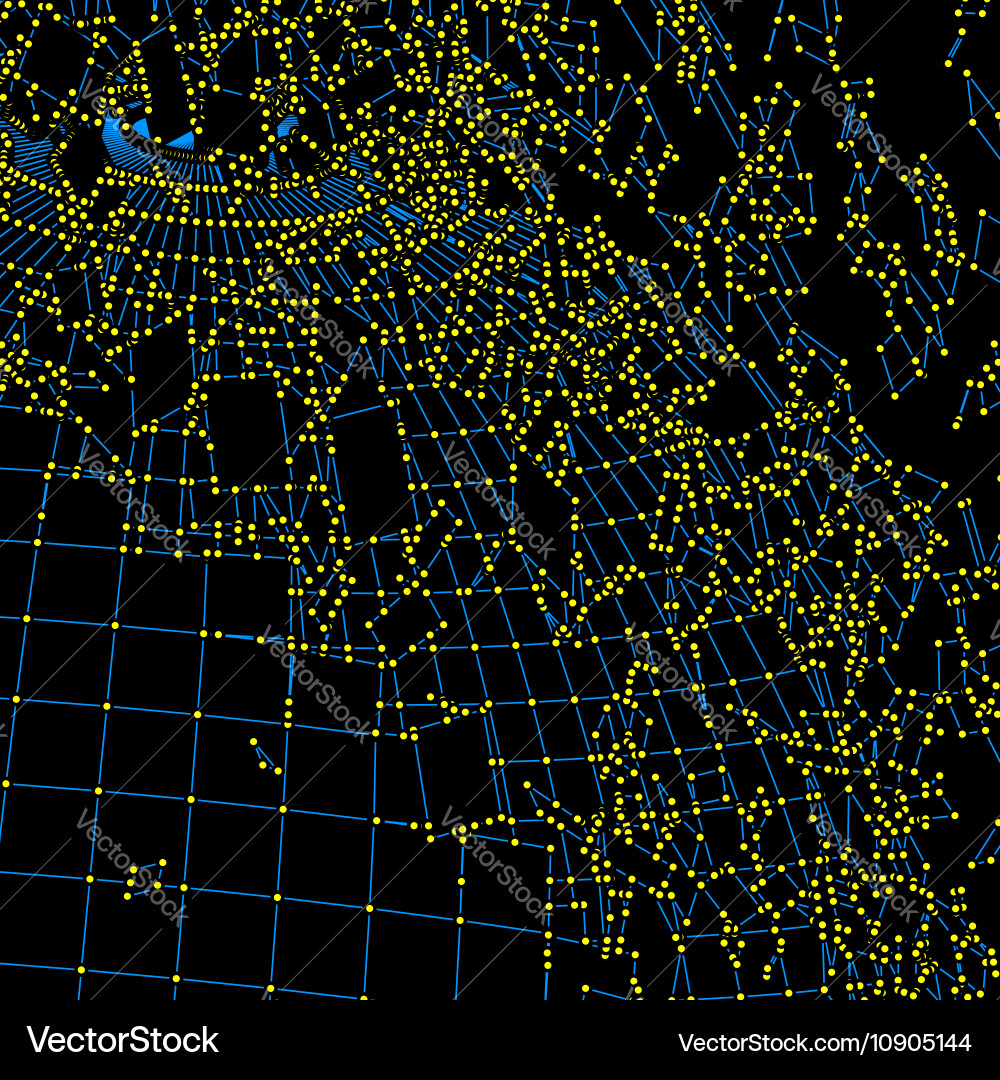 Exploded grid made of connected dots vector image