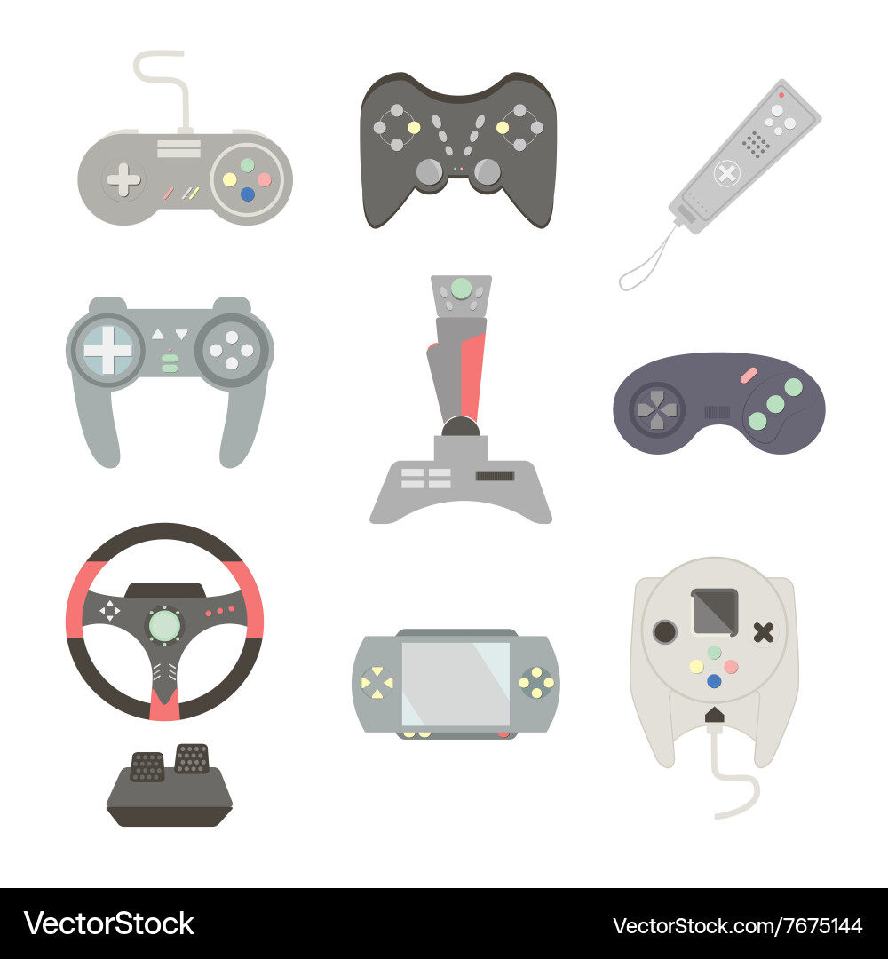 Game joystick and controller set various devices Vector Image