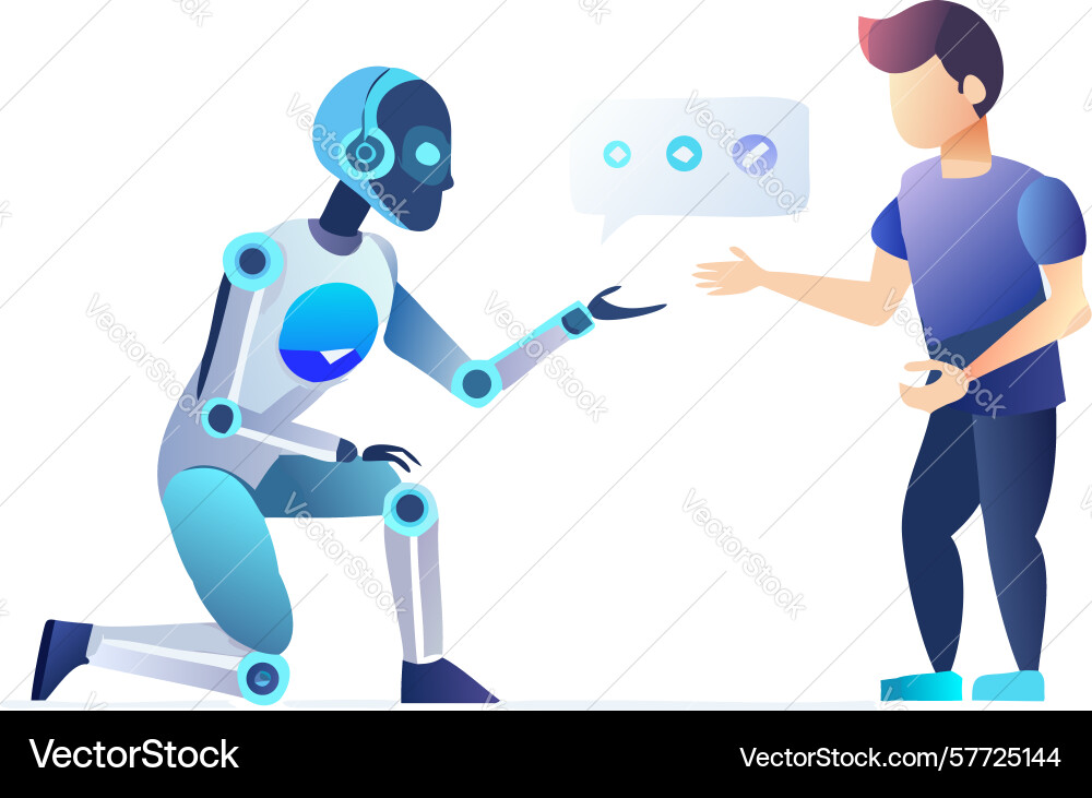 Human-robot interaction ai collaboration robotics Vector Image