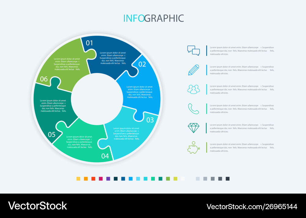 Infographic template 6 steps rounded design Vector Image