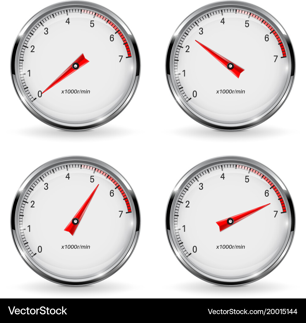 Manometer round gauge with metal frame different Vector Image