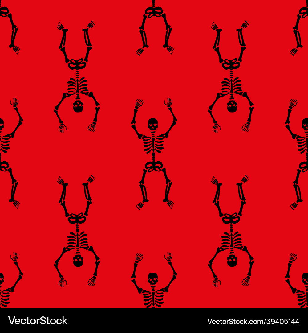 Pattern of skeletons on a red background Pattern of skeletons on a red background vector image