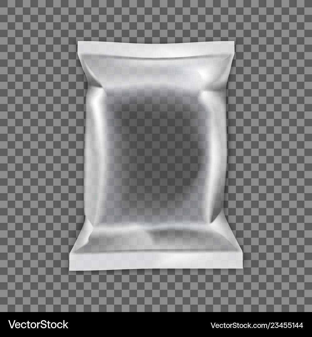 Realistic food chips pillow transparent package Realistic food chips pillow transparent package vector image