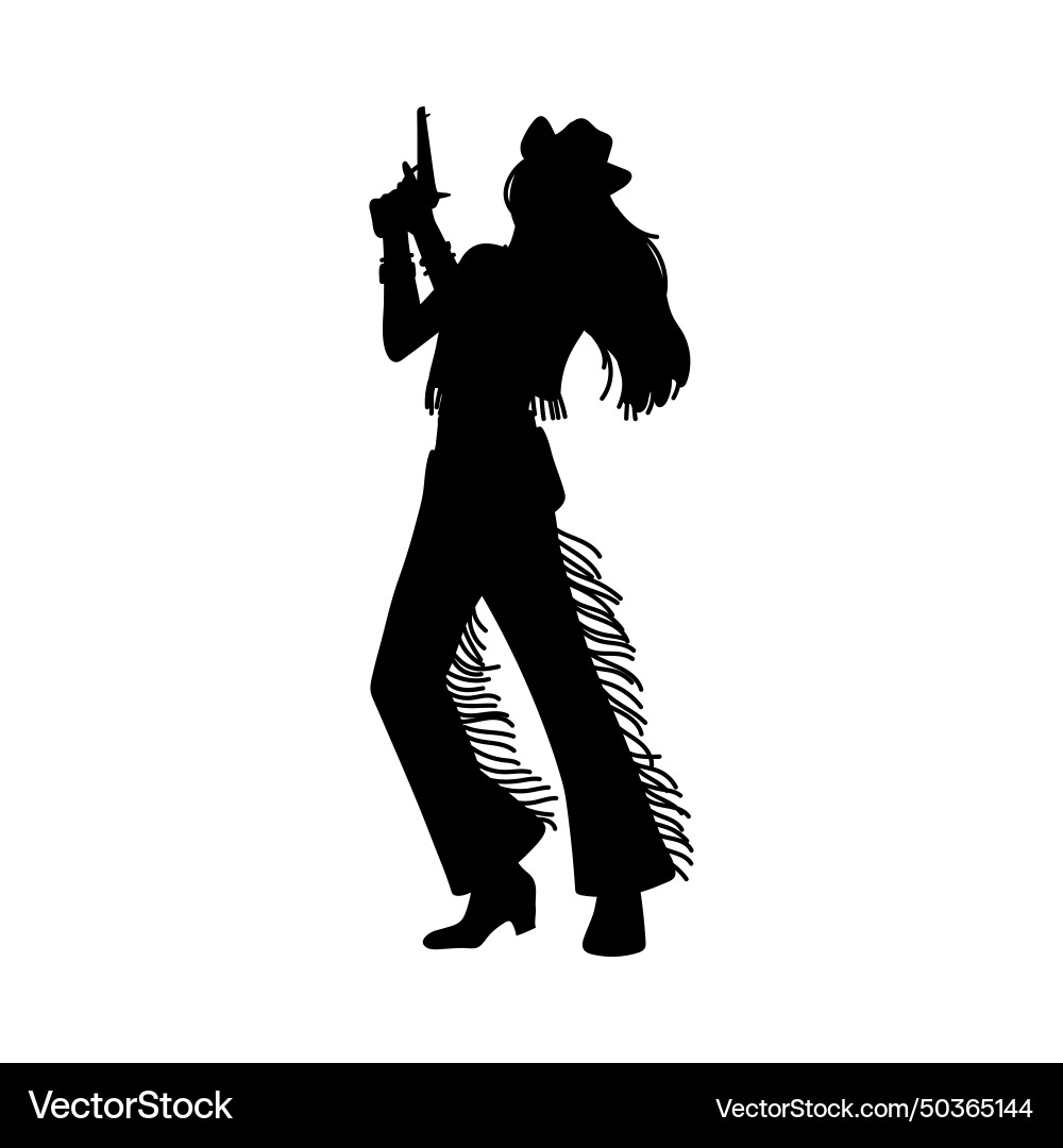 Schönes Cowgirl mit Revolver schwarz Silhouette Schönes Cowgirl mit Revolver schwarz Silhouette vektorbild