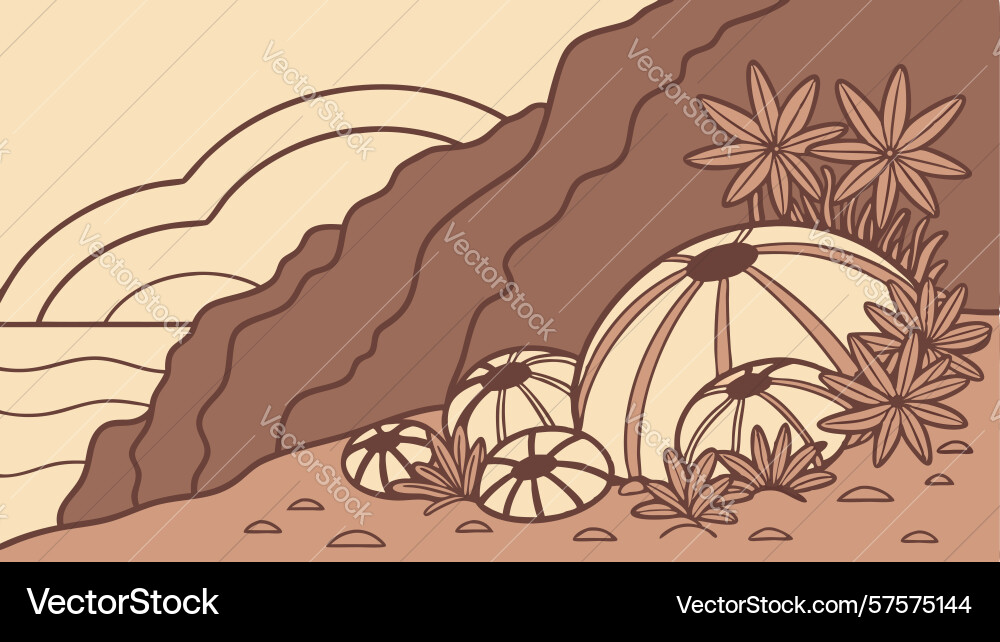 Seashellsbarnacles on abstract undulating vector image