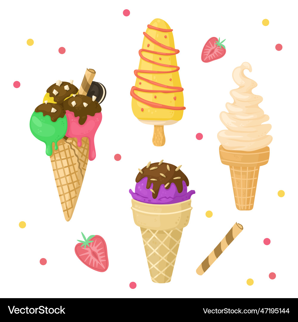Set of ice-creams and soft serve Vector Image