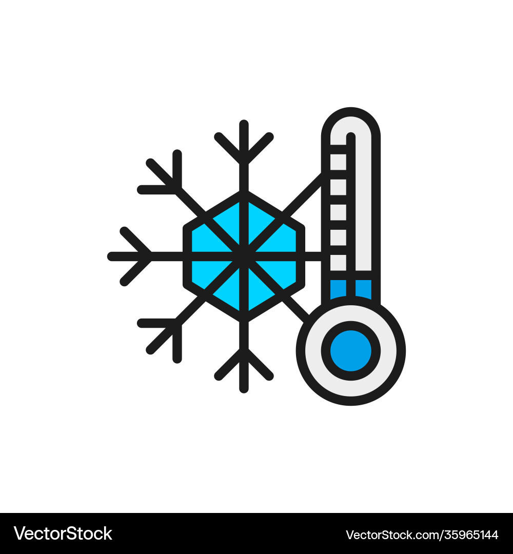 Snowflake with a thermometer low temperature Snowflake with a thermometer low temperature Vector Image