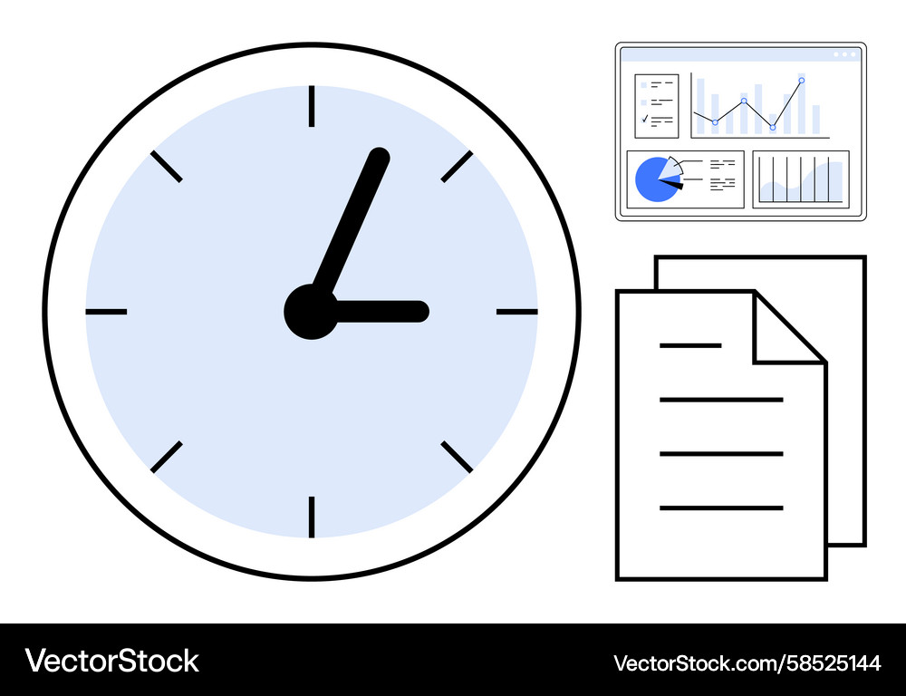Time & Data Dashboard Vector Image