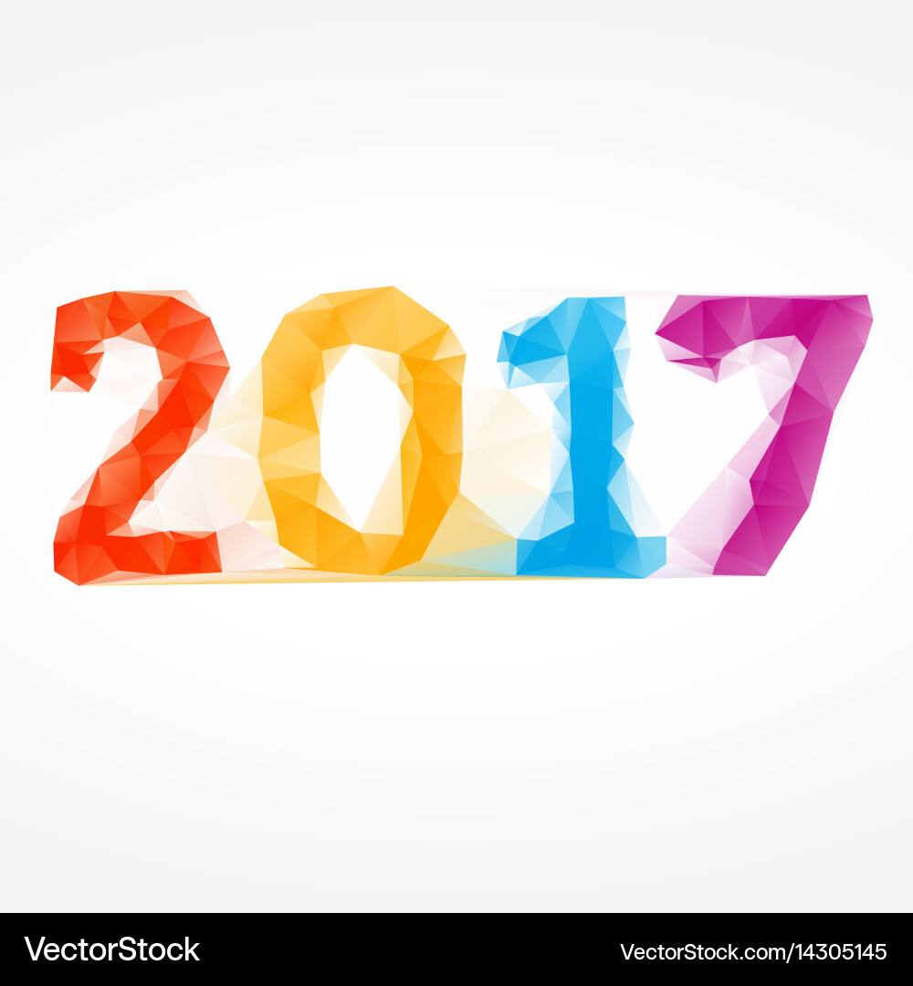 2017 abstract colorful low poly happy new year Vector Image
