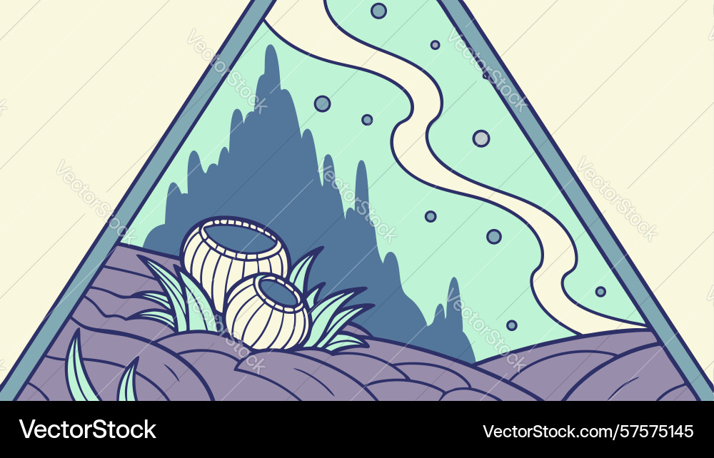 Abstract fish in triangular underwater scene vector image