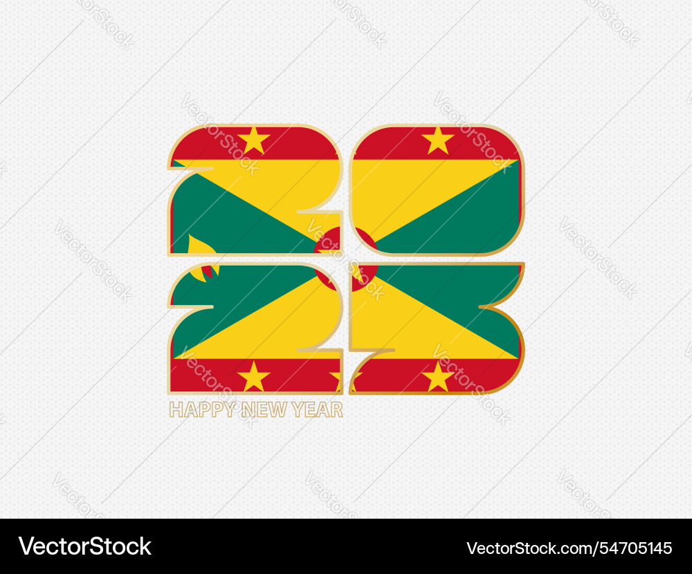 Abstract numbers 2025 with flag of grenada vector image