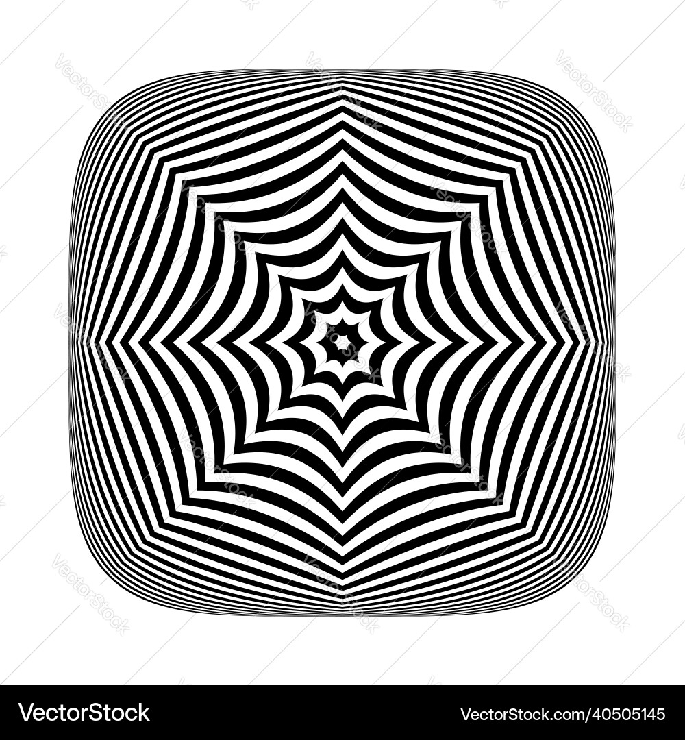 Abstract op art lines pattern on rounded square vector image