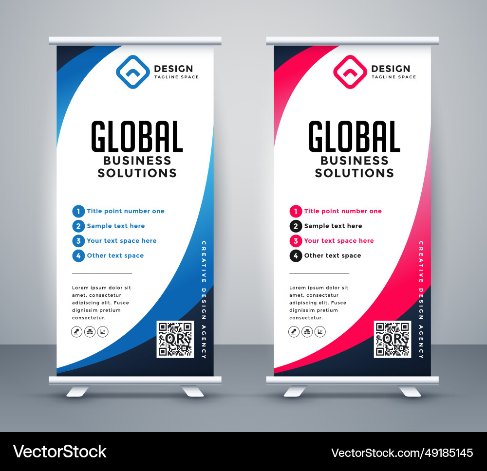 Business roll up display standee for presentation vector image