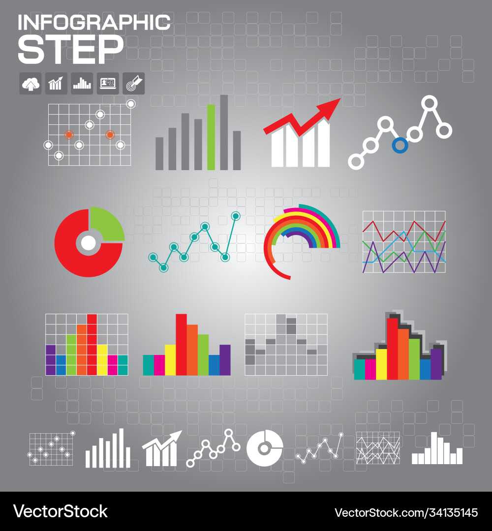 Chart and graph infographics elements icons Chart and graph infographics elements icons vector image