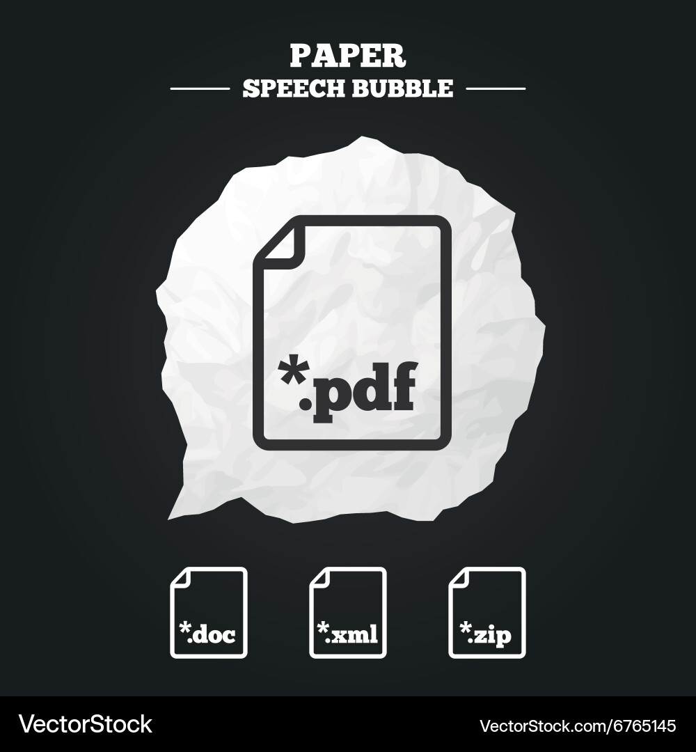 Document signs file extensions symbols Vector Image