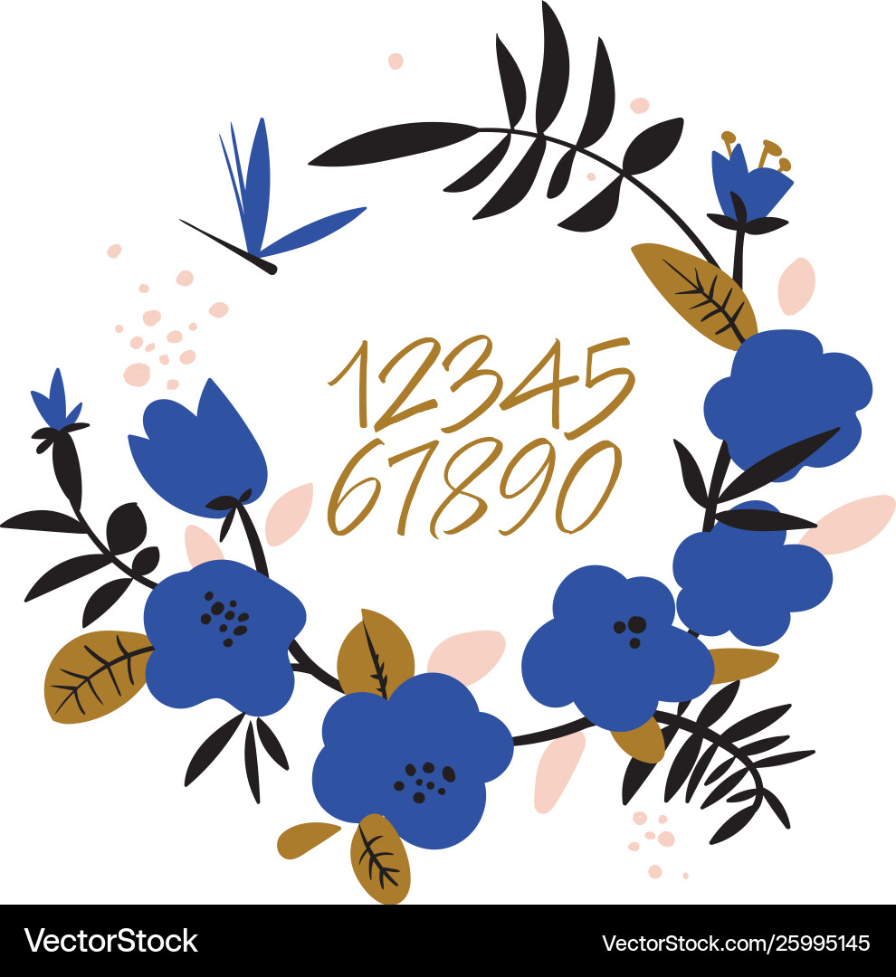 Handwritten numbers script calligraphic set Vector Image